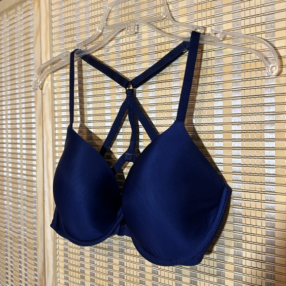 Victoria's Secret Lined Perfect Coverage Front Close Racerback Blue Bra 32DD - Picture 4 of 15